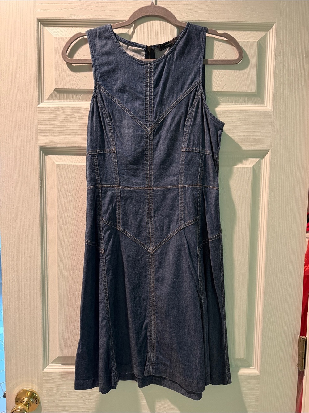 BCBGMaxAzria Dark Blue Sleeveless Denim Midi Dress